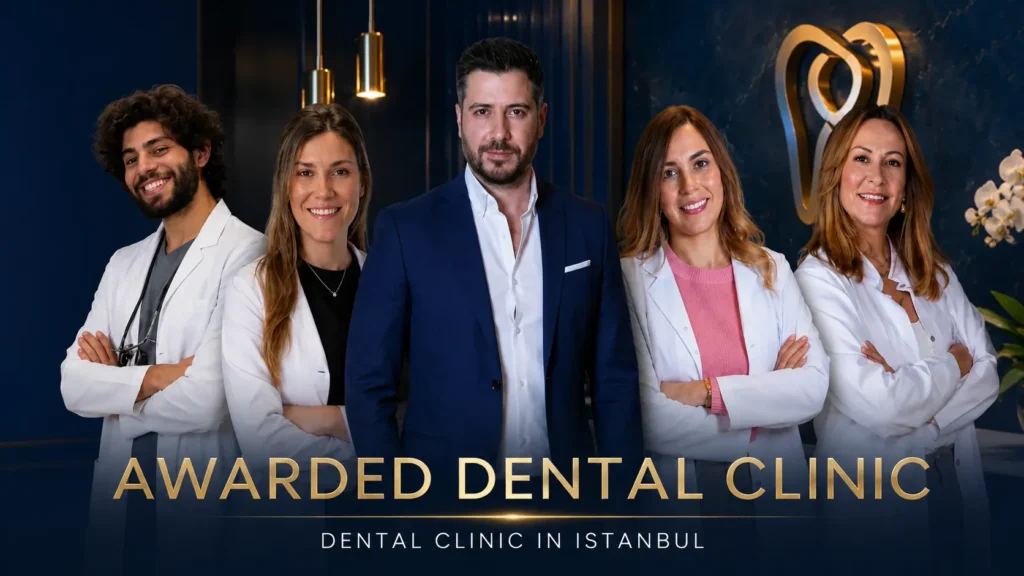 Clinic Plus One dental team posing together at the Istanbul clinic